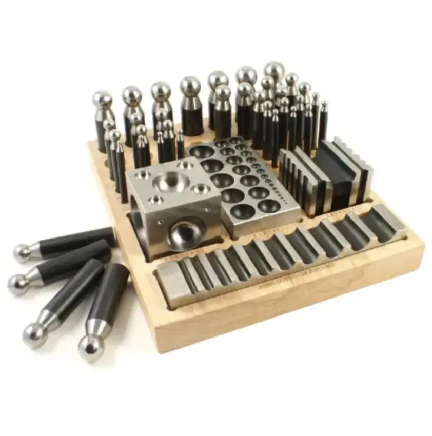 Ensemble de Bouterolles à Emboutir 40 Pièces | Kit Formage Bijouterie avec Bloc en Acier